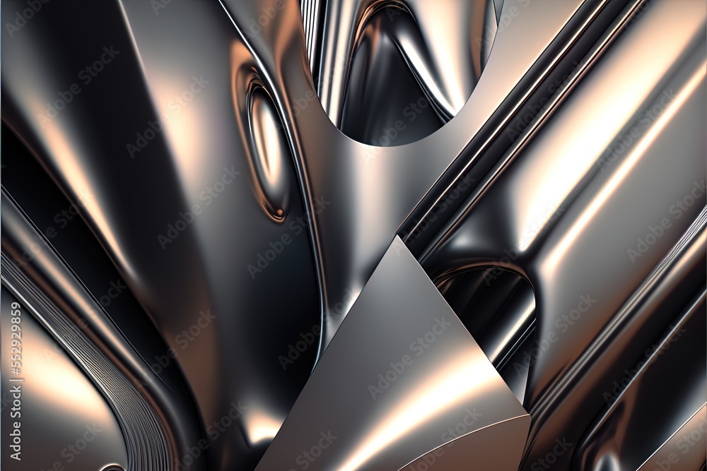 Poster a computer generated image of a metallic object with a black background and a brown background with 