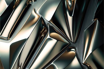  a close up of a metal object with a black background and a gold background with a silver design on it. Generative AI - obrazy, fototapety, plakaty