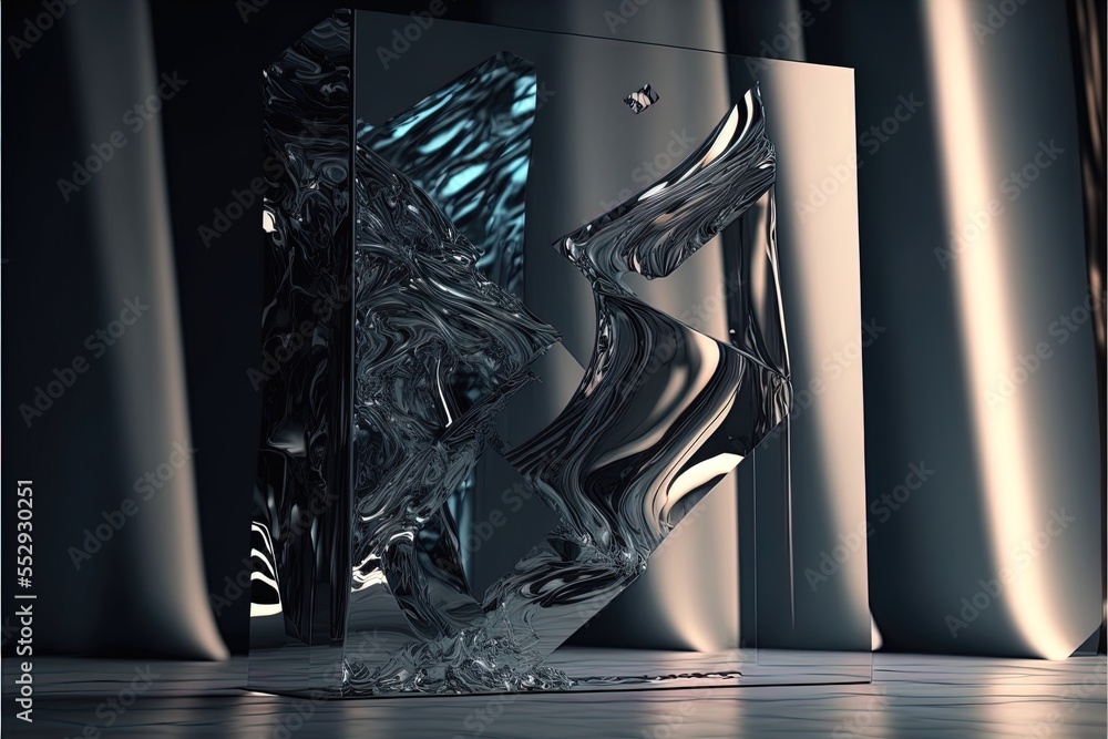 Poster a mirror with a reflection of a person in it and a reflection of a person in it on the floor. genera