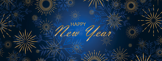 Happy new year background with frozen snowflake