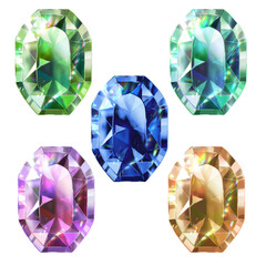 
Set of colorful shiny gemstones diamond geometric crystal sapphire jewelry stone design