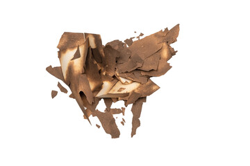 Burnt paper isolated on a white background.