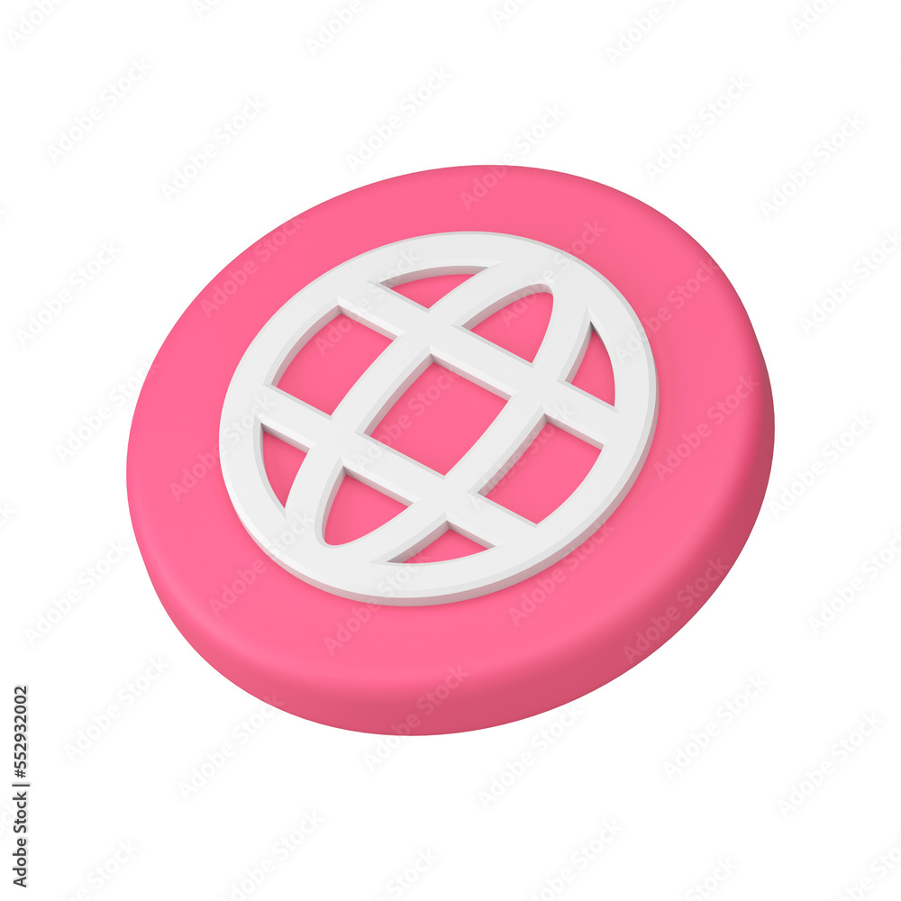 Poster website address connection internet network search globe grid planet pink button 3d icon