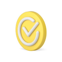 Done checkmark circle acceptance approved agreement yellow 3d icon