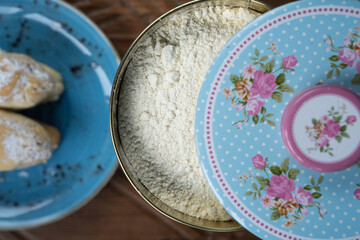 Flour and Sugar Wooden Background Photo, Uskudar Istanbul, Turkey