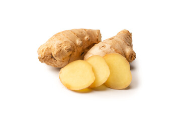 Ginger root isolated on white background.