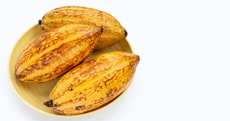 Cocoa fruit isolated on white background