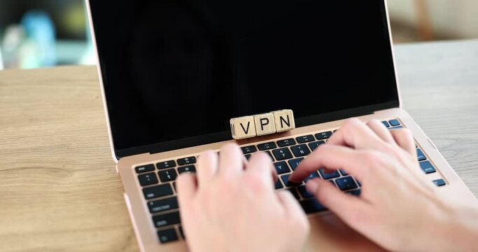 VPN is abbreviation of laptop typing person