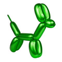 Green festive balloon dog air craft isolated on the white background