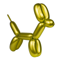 Yellow festive balloon dog air craft isolated on the white background