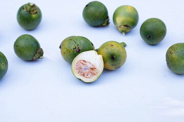 Betel nuts on white background.