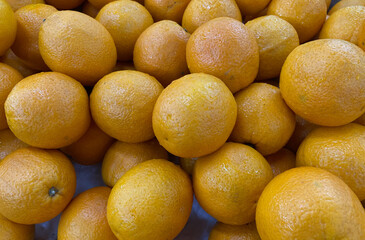 Oranges display for sale at fruit stall