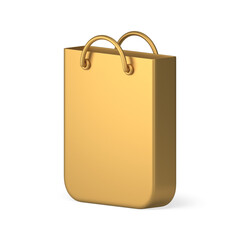 Purchase shopping bag golden carrier commercial fashion boutique goods 3d icon