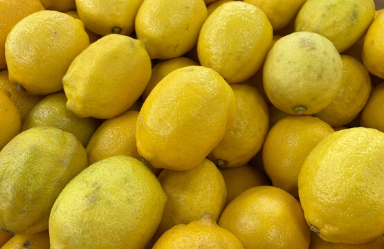 Lemons display for sale at fruit stall