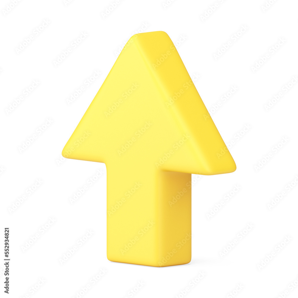 Poster arrow pointed up yellow directional navigation cursor 3d icon