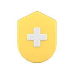 Fototapeta premium Medical health protection shield cross 3d icon