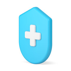 Healthcare medical clinic support cross shield guard safety protection 3d icon