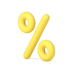 Yellow percentage decorative badge business retail promo realistic 3d icon  illustration - obrazy, fototapety, plakaty