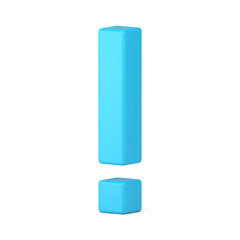Exclamation mark blue isometric attention point alert hazard message realistic 3d icon