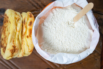 Turkish Bread 'Bazlama'and Flour Photo, Uskudar Istanbul, Turkey