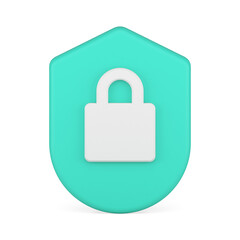 Security shield with lock cyberspace antivirus protection button 3d icon