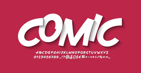 Comic handwritten font, script alphabet, calligraphy cursive typeface, hand drawn typeface in style of comics, vector illustration 10EPS