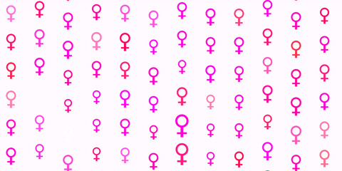 Light Pink vector background with woman symbols.