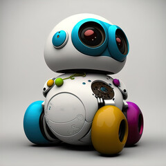 Fototapeta na wymiar A cute little robot companion for kids. 