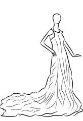 Modern fashion dress design sketches. 