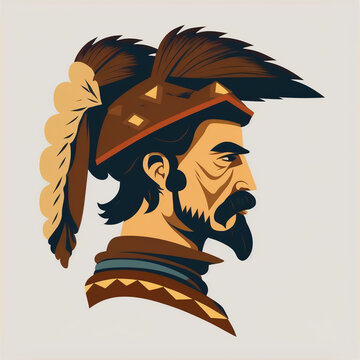 Spanish conquistador vector for logo or design. Created with Generative AI Technology