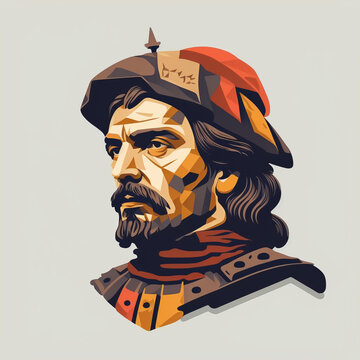 Spanish conquistador vector for logo or design. Created with Generative AI Technology
