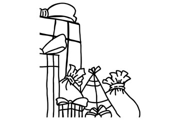 Christmas Gift Line Art Ornament Border