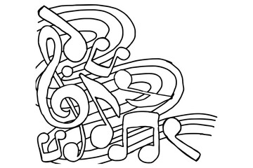 Music Note Line Art Ornament Boder Vector