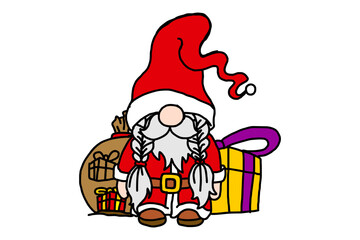 Adorable Christmas Gnomes Carrying Some Gift Vector