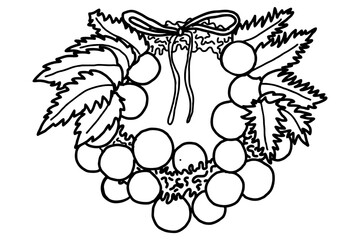 Christmas Ornament Decoration - Christmas Door Wreath Line Art