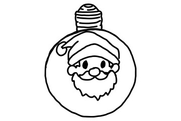 Christmas Ornament Decoration - a light bulb with a Santa Claus on it Line Art