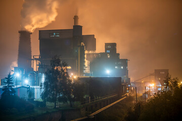 Old abandoned historic Art Nouveau factory power plant in Eastern Europe Szombierki