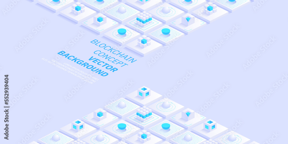 Poster blockchain concept. digital blocks connect with each other and shapes crypto chain. blocks or cubes,