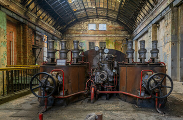 Old abandoned historic Art Nouveau factory power plant in Eastern Europe Szombierki
