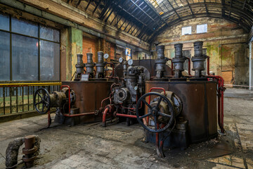 Old abandoned historic Art Nouveau factory power plant in Eastern Europe Szombierki
