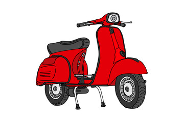 Parked Red vespa motorbike