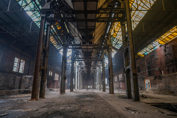 Old abandoned historic Art Nouveau factory power plant in Eastern Europe Szombierki