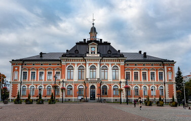 Kuopio city town hall building near market square. Neo renaissance architecture. Finland Europe