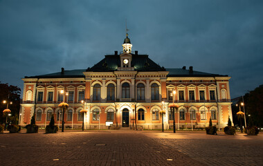 Fototapeta na wymiar Kuopio city town hall building near market square. Neo renaissance architecture. Finland Europe