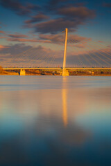 Obraz premium Monostor bridge - newly built Danube bridge between Komárno, Slovakia and Komárom, Hungary.
