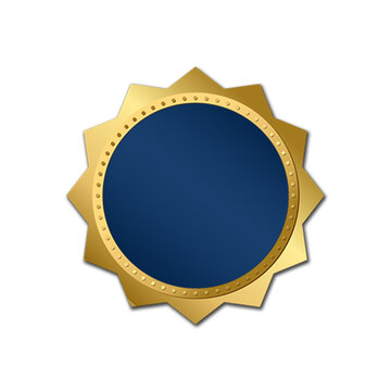 blue golden shield isolated luxury gold medal icon