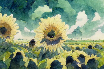Sunflower field, Generative AI