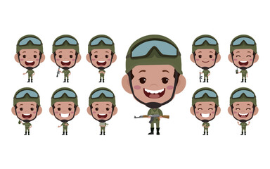 Set of soldier with different poses