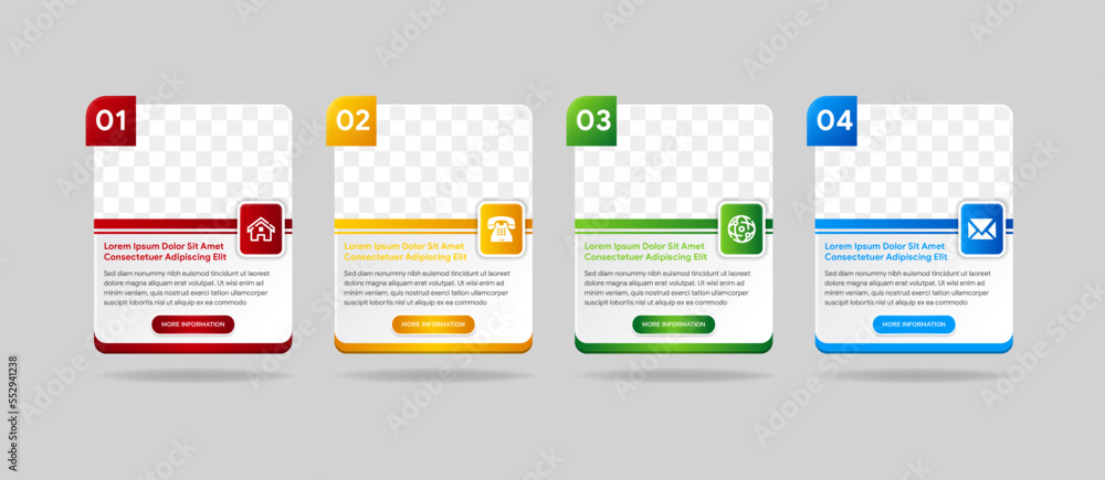Poster creative vector illustration of infographic company template isolated on background. photo placehold