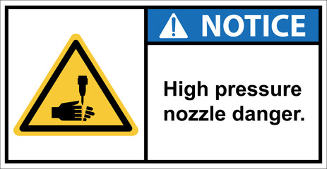 Do not put your hand near the high pressure nozzle.,Sign notice.